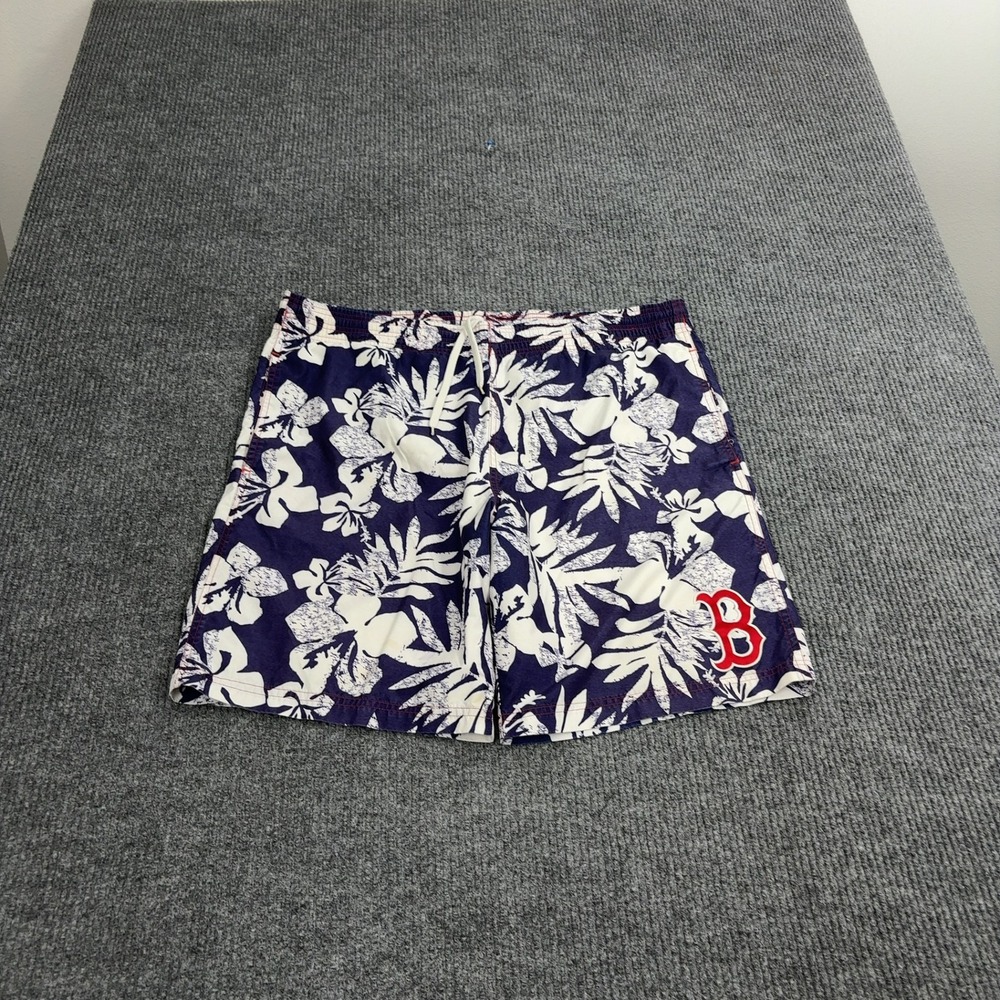Boston Red Sox MLB Swim‎ Shorts Mens 2XL Blue Floral Hibiscus Tropical Sporty